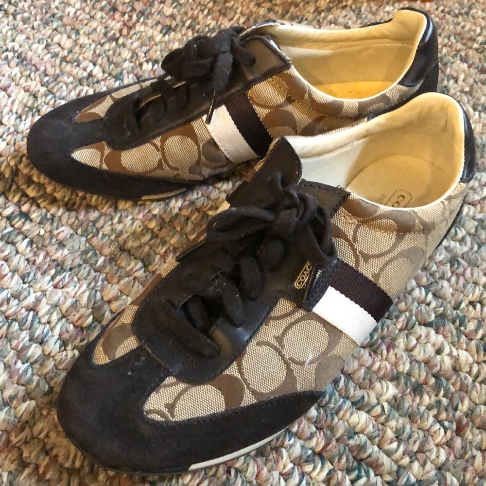 Vintage Coach logo suede sneakers